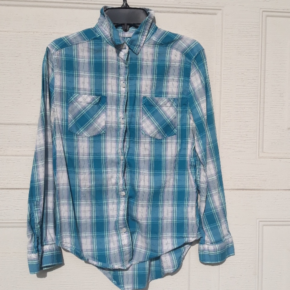 Mudd Blue and White flannel
